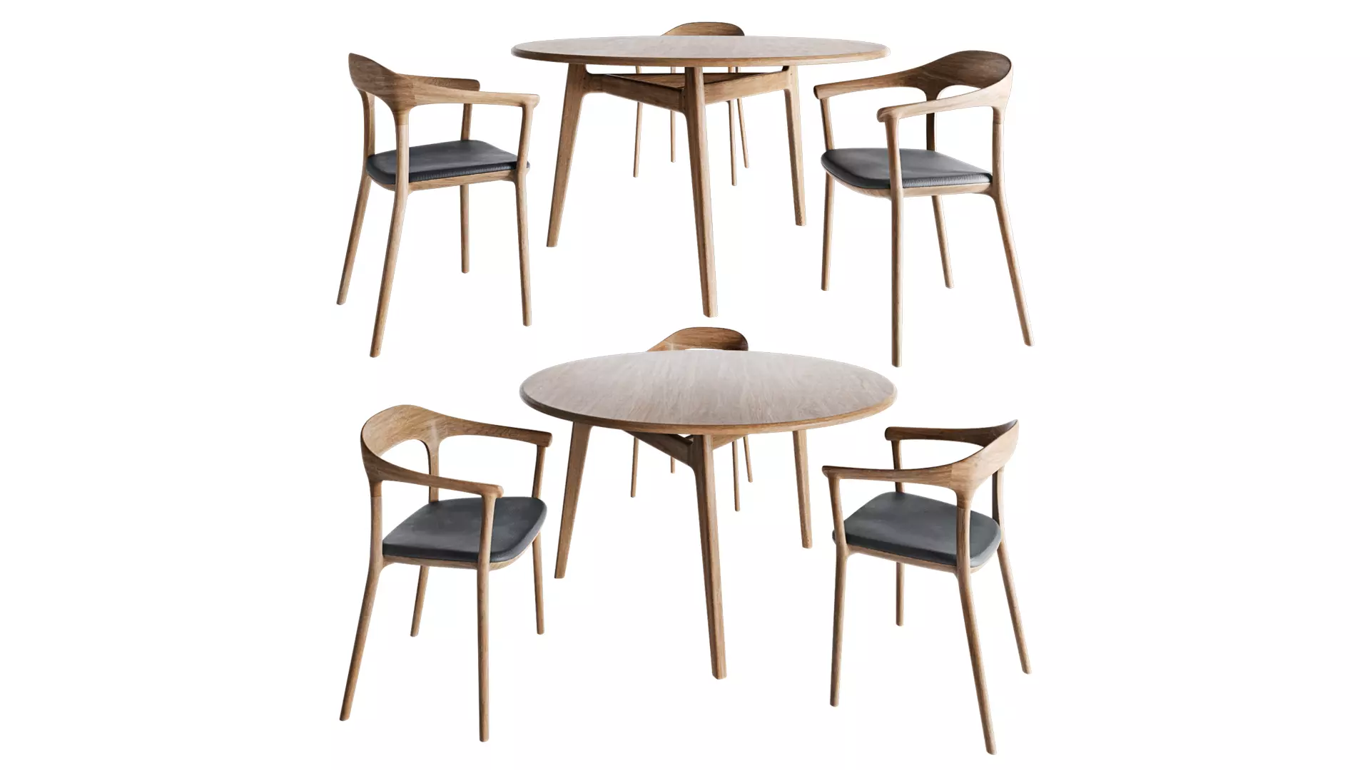 Solo Round Table and Upholstered chair Elle 3D model