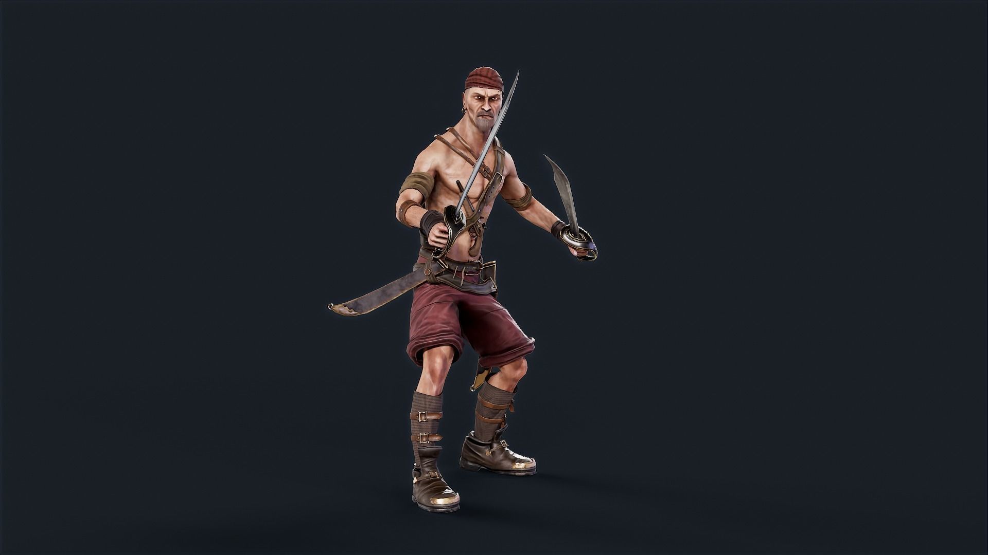 Pirate 2  Low-poly 3D model_8