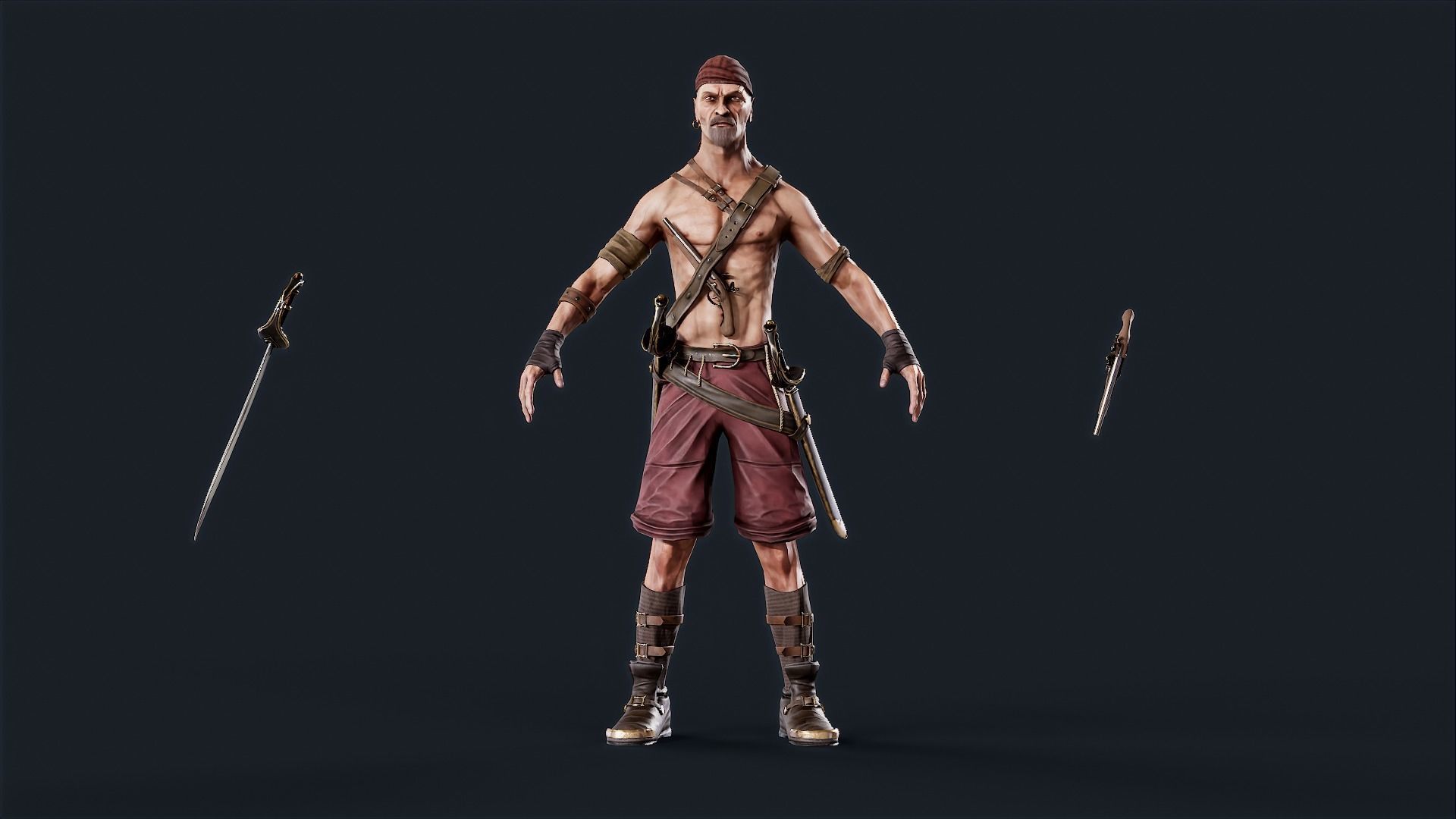 Pirate 2  Low-poly 3D model_11