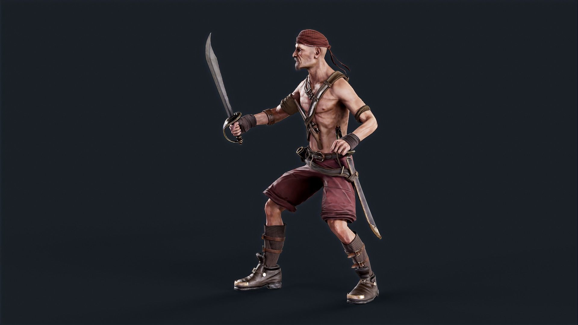 Pirate 2  Low-poly 3D model_3