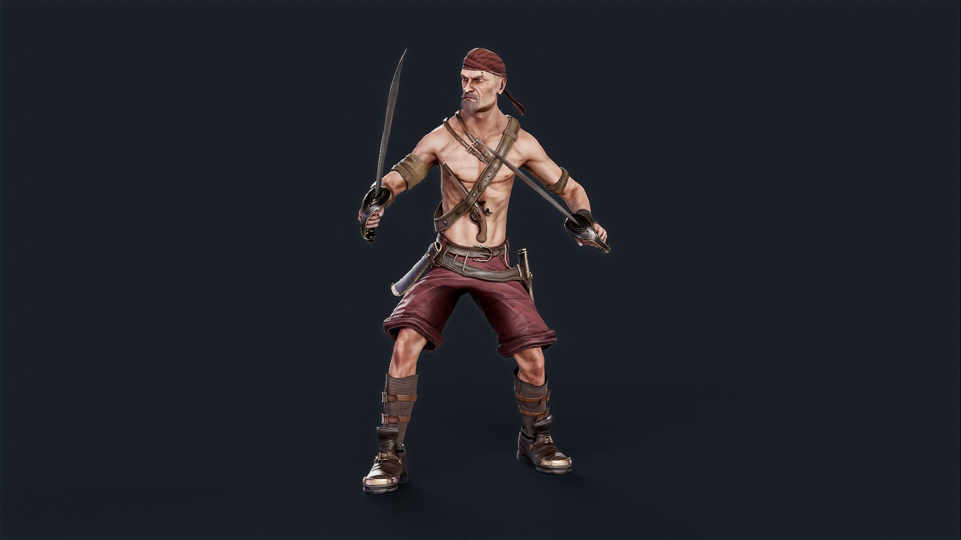 Pirate 2  Low-poly 3D model_6