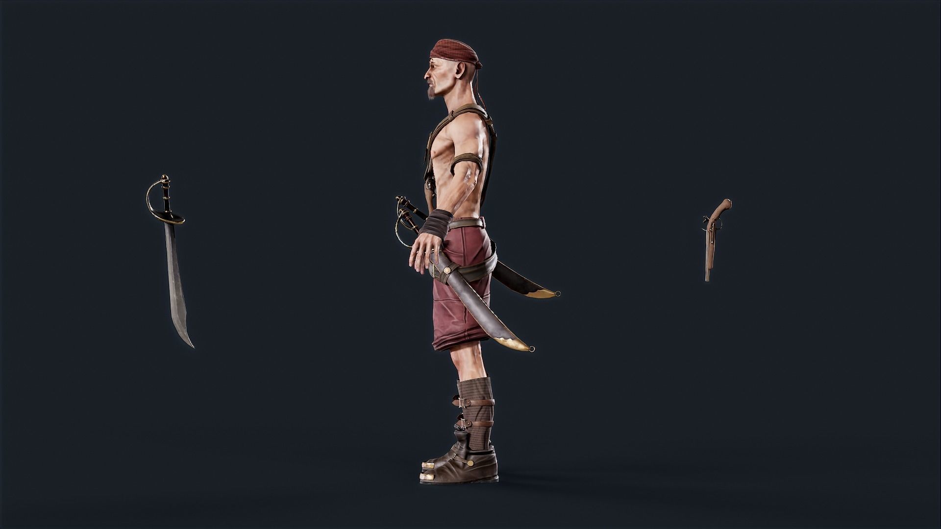 Pirate 2  Low-poly 3D model_9