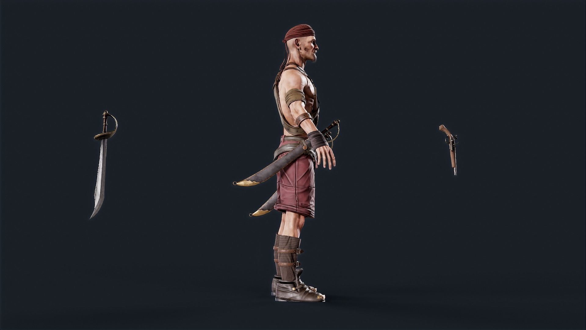 Pirate 2  Low-poly 3D model_12