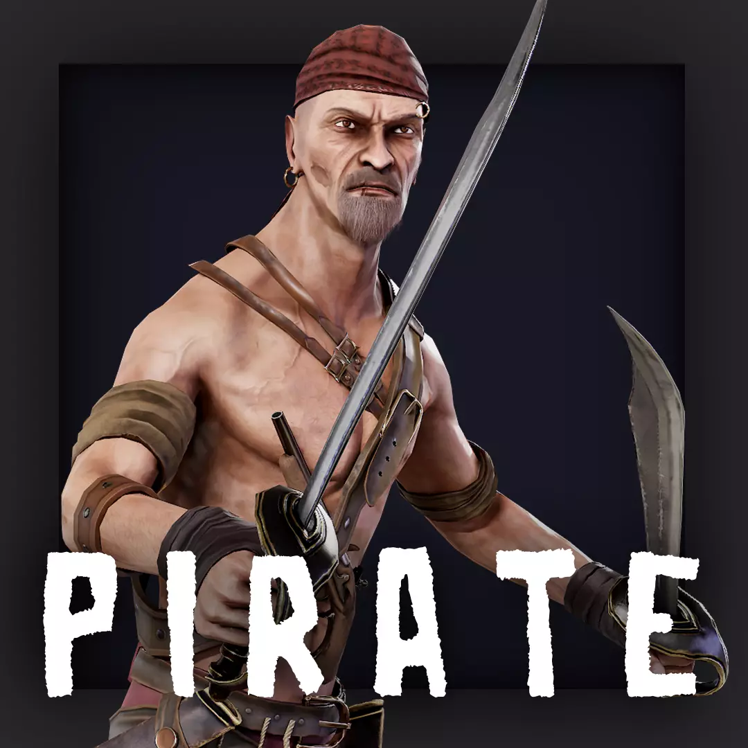 Pirate 2  Low-poly 3D model_0
