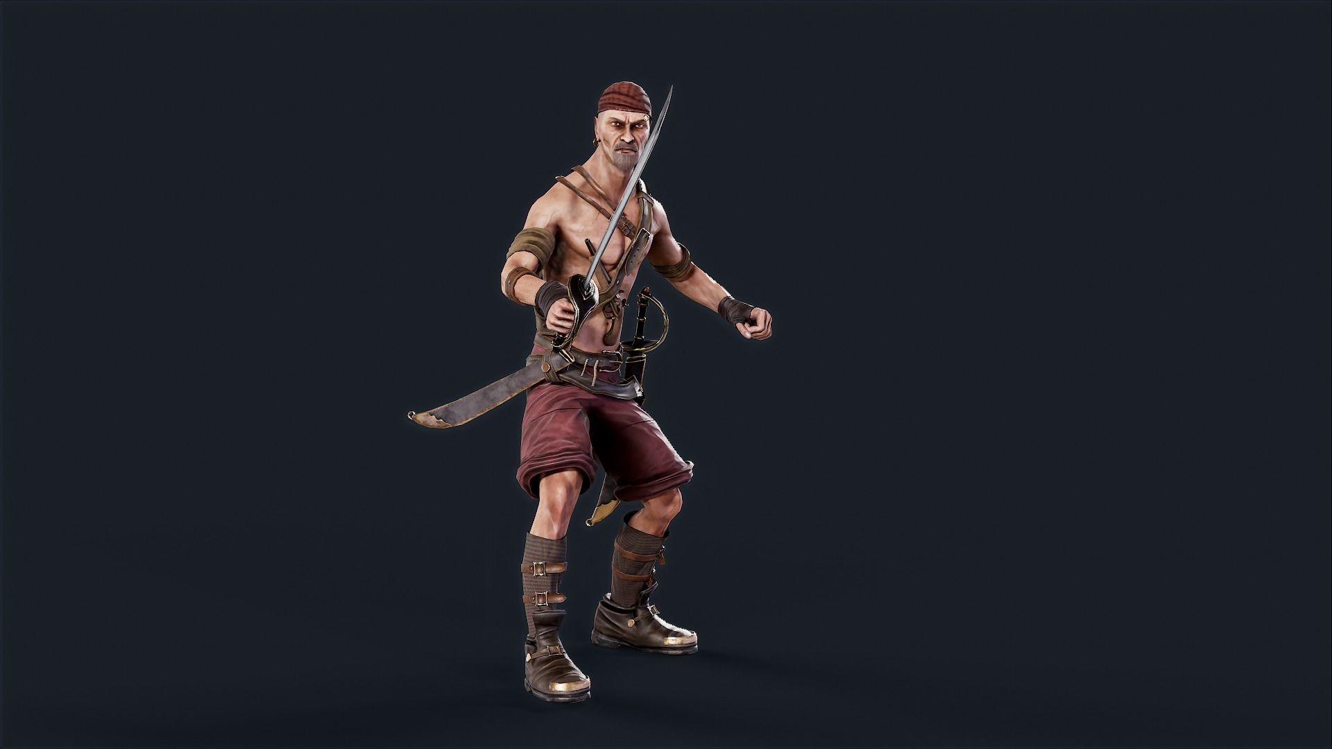 Pirate 2  Low-poly 3D model_4