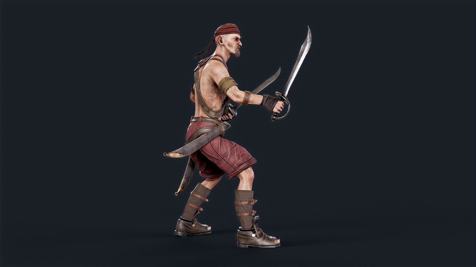 Pirate 2  Low-poly 3D model_7