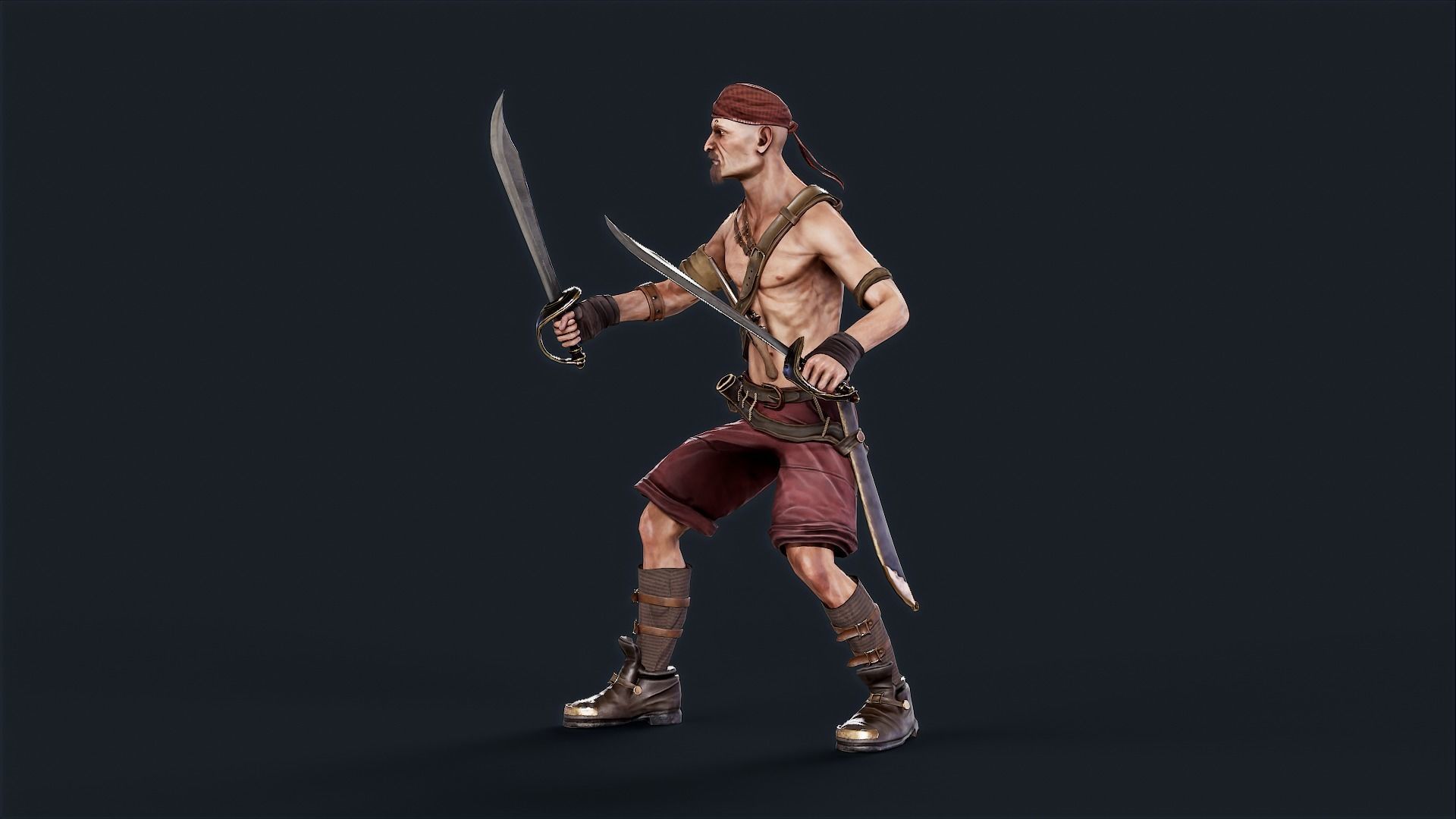 Pirate 2  Low-poly 3D model_5