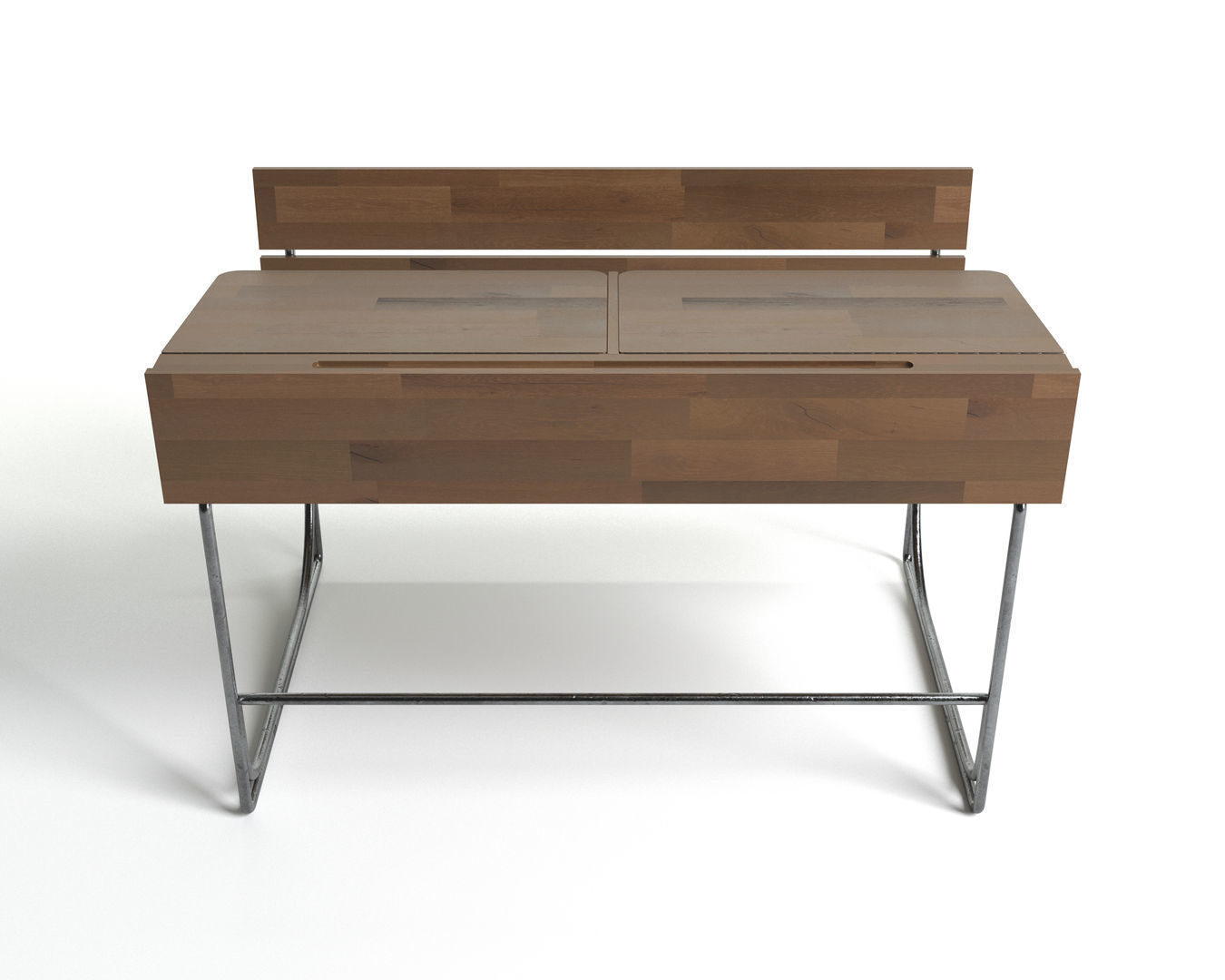School Double Desk 3D model_3