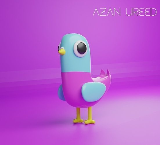 Cartoonish Bird 3D model