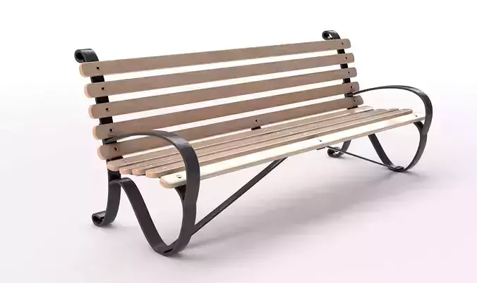 Wooden Slatted Park Bench