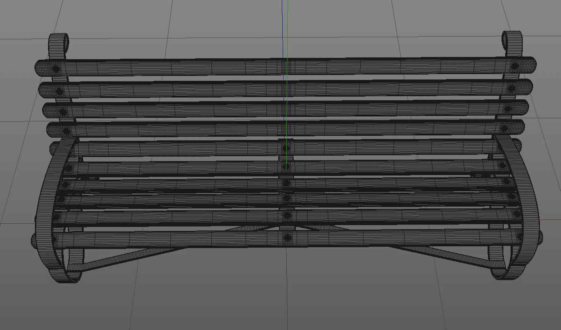 Wooden Slatted Park Bench 3D model_4