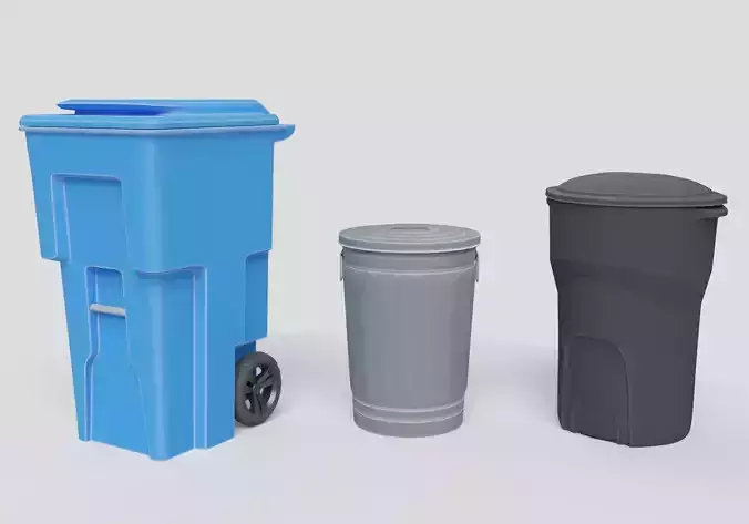 3 trash cans