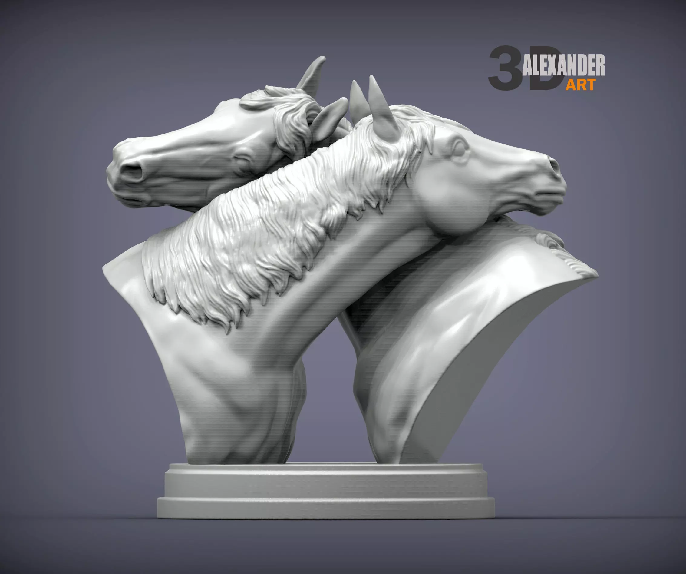 Love horses bust 3D print model_0