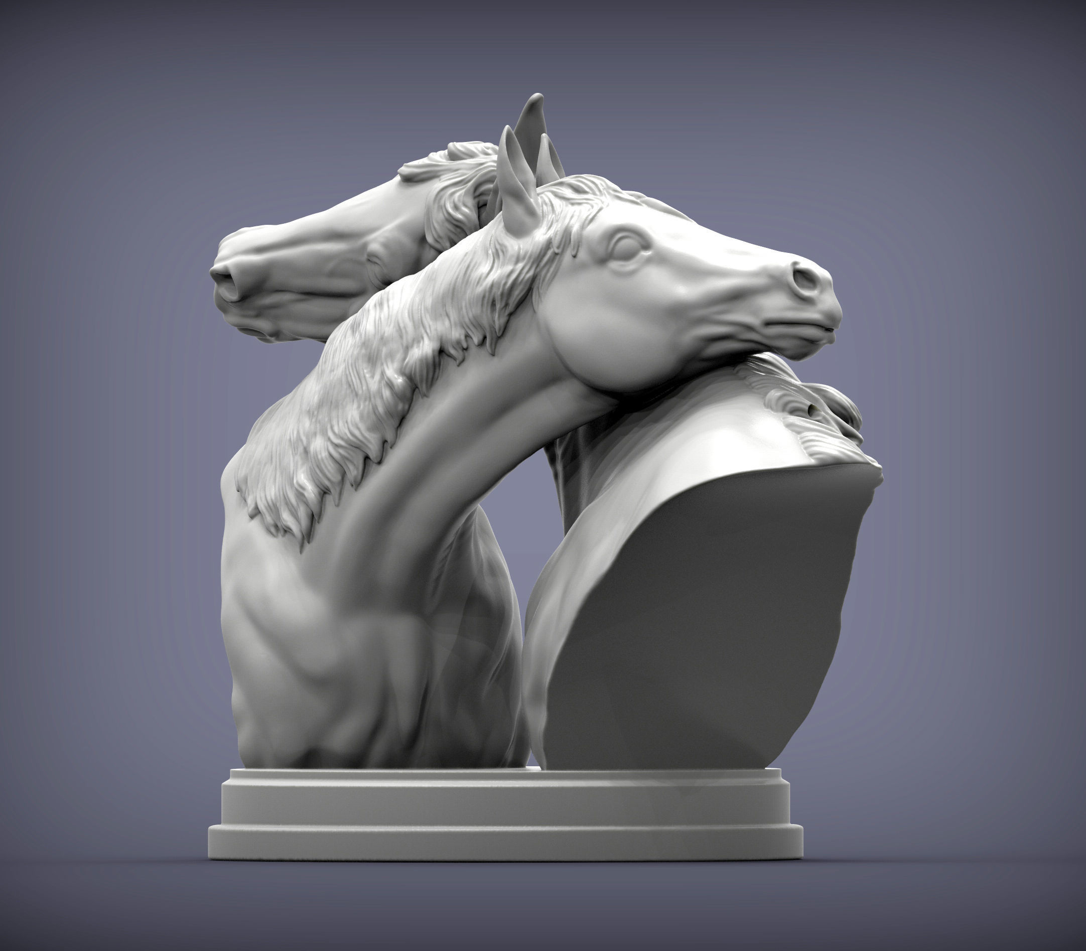 Love horses bust 3D print model_3