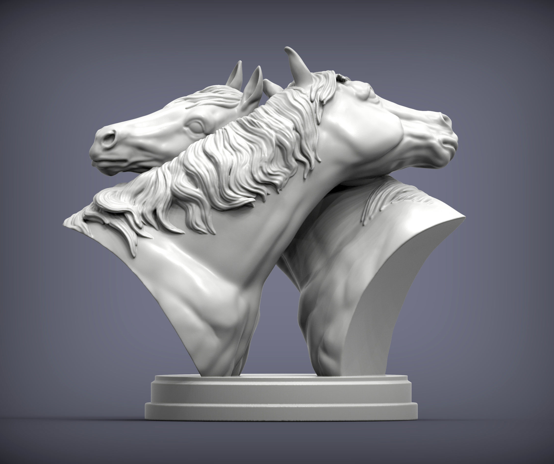 Love horses bust 3D print model_2