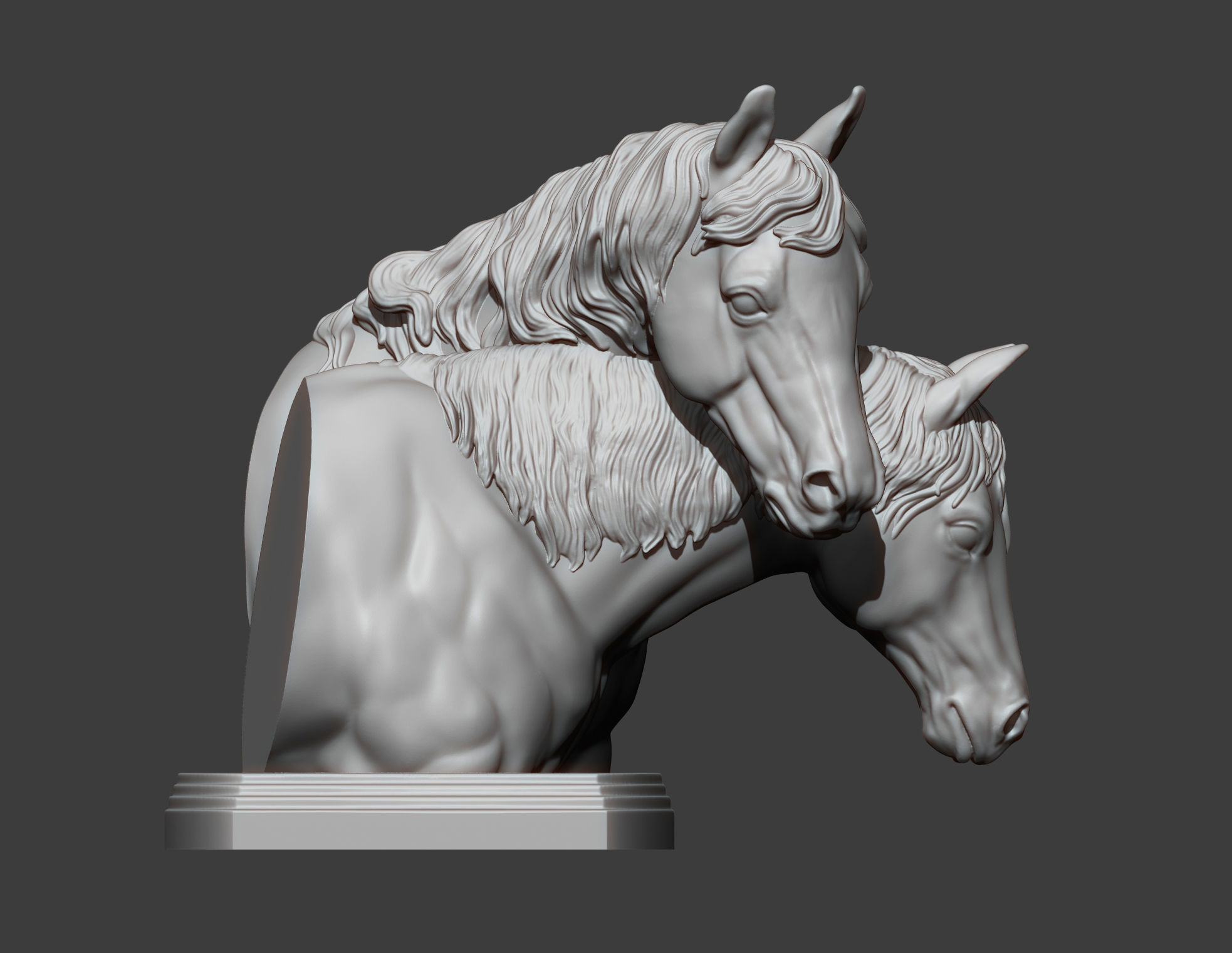 Love horses bust 3D print model_9