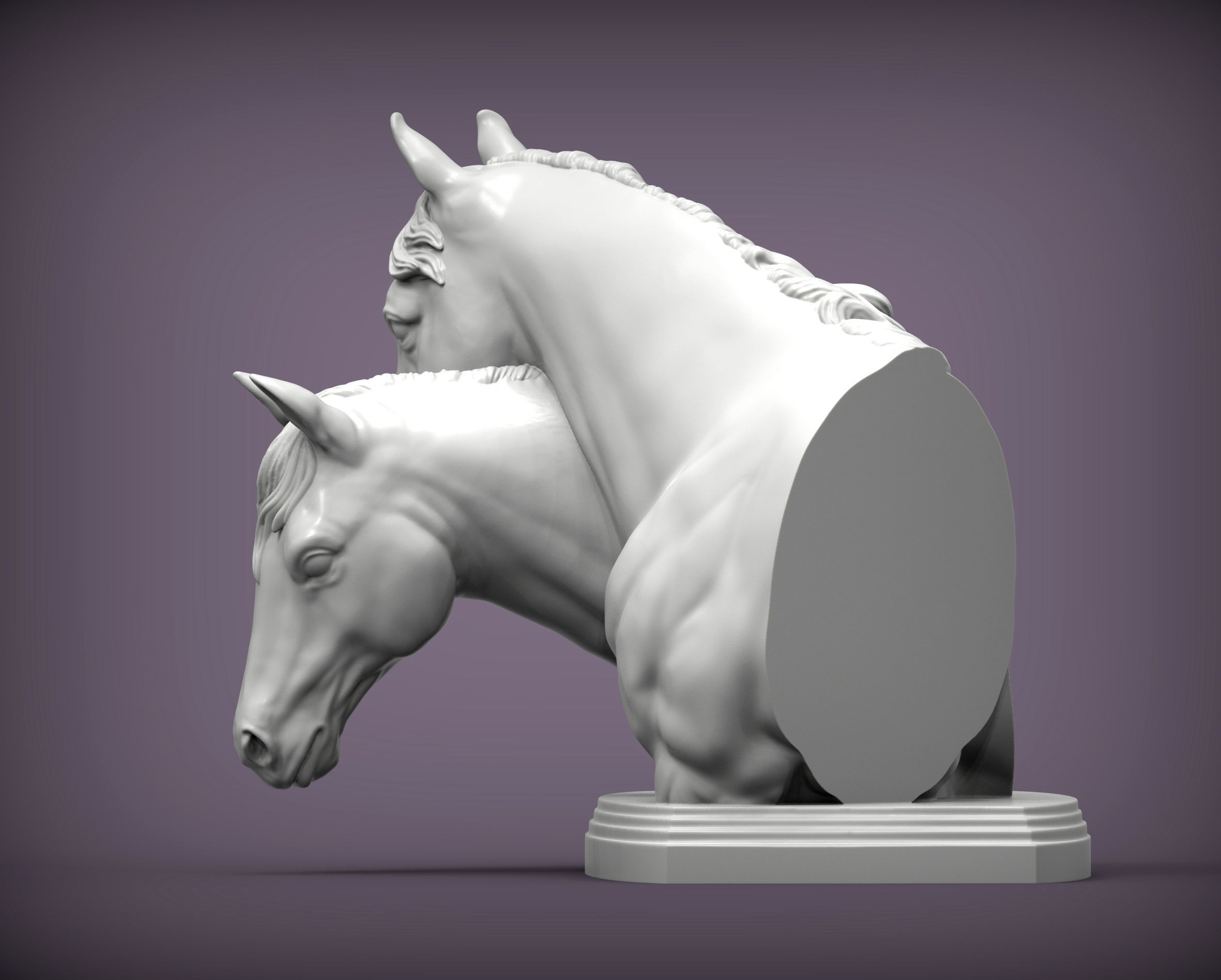 Love horses bust 3D print model_2