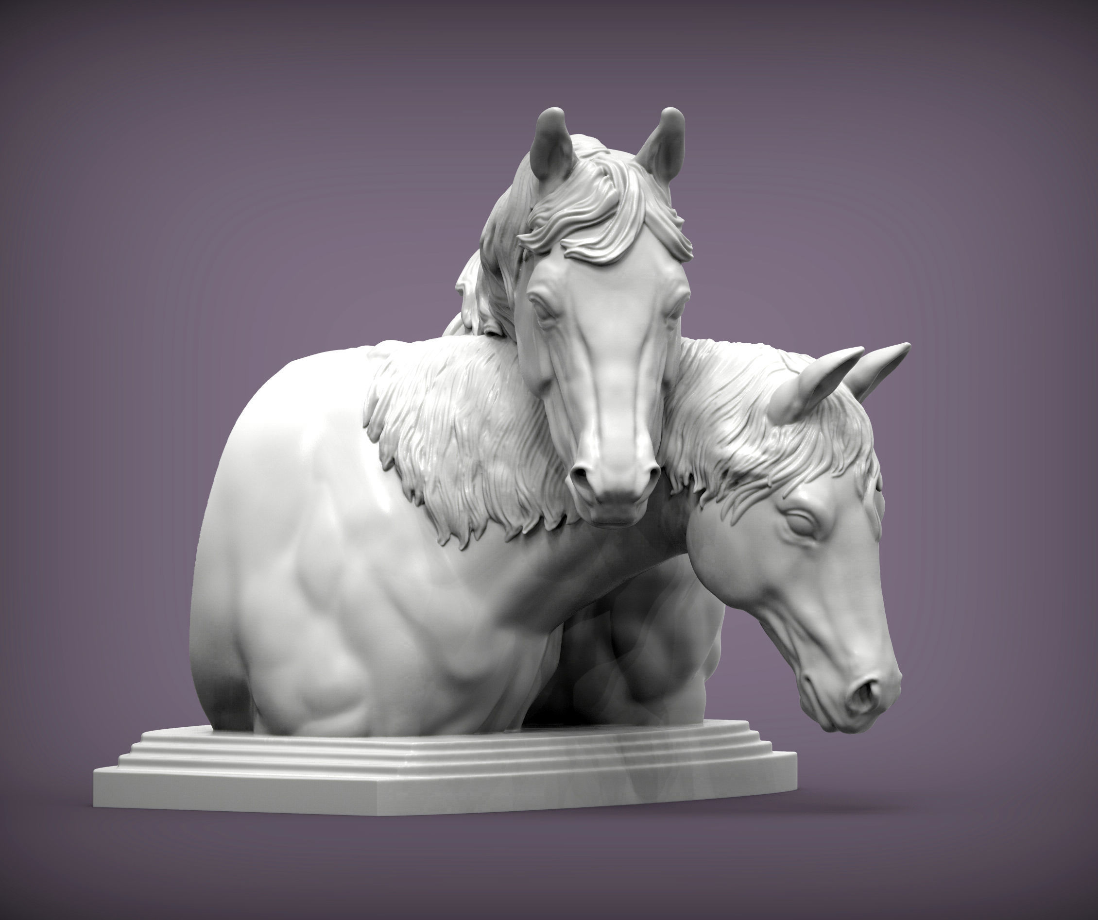 Love horses bust 3D print model_4