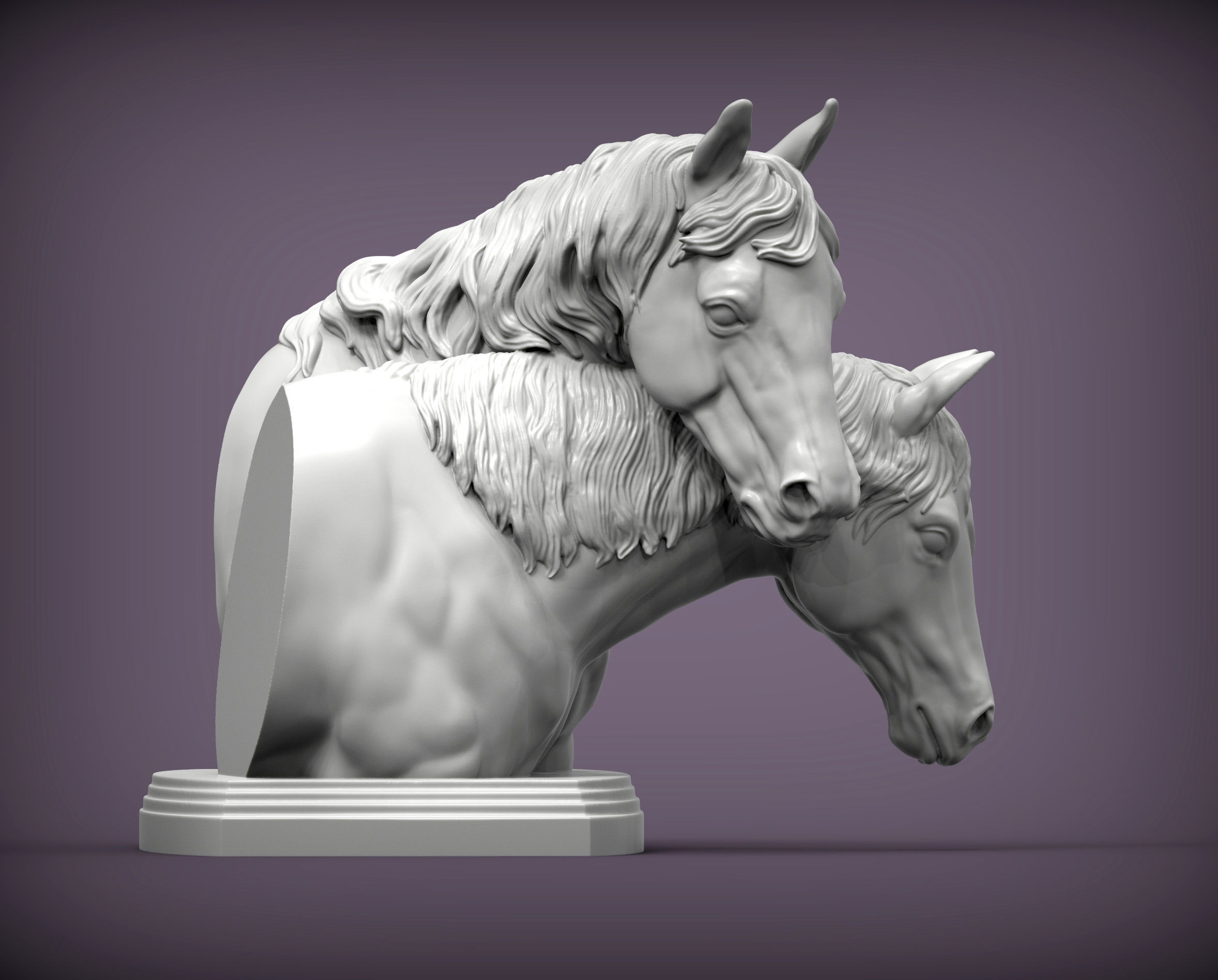 Love horses bust 3D print model_5