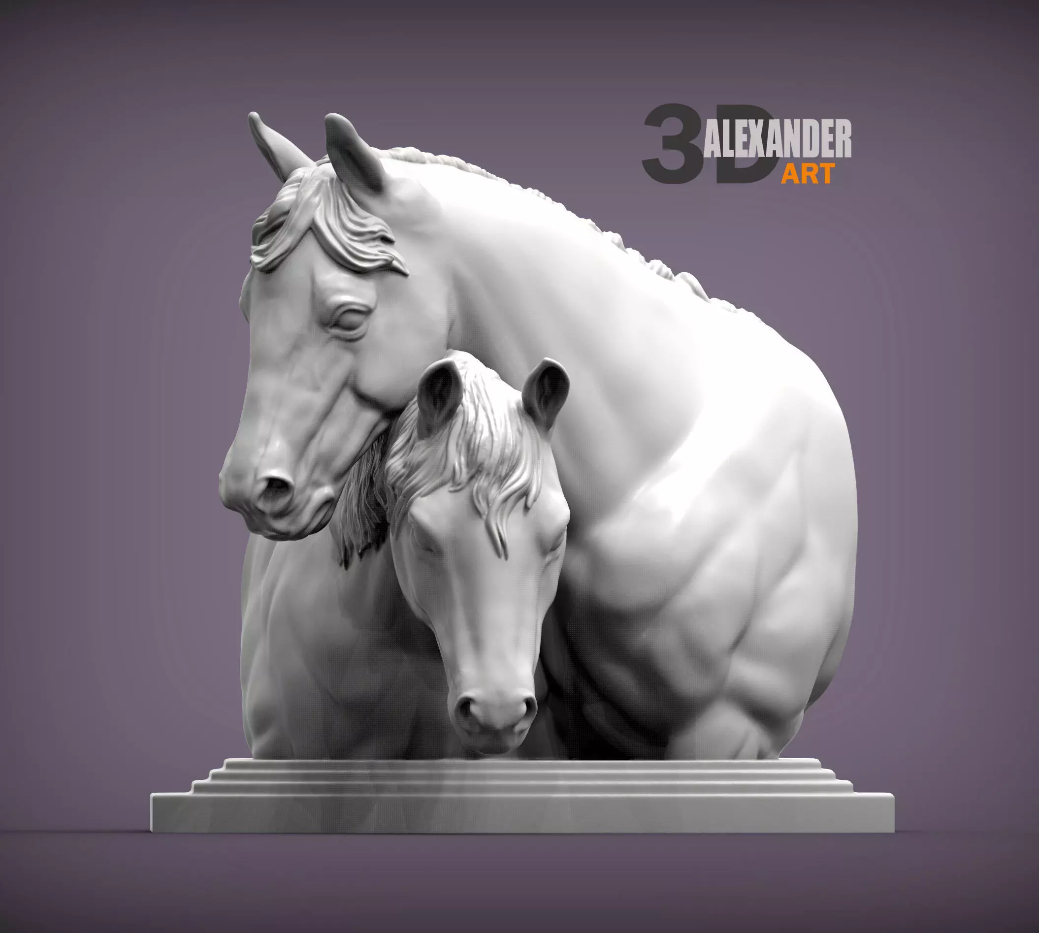 Love horses bust 3D print model_0