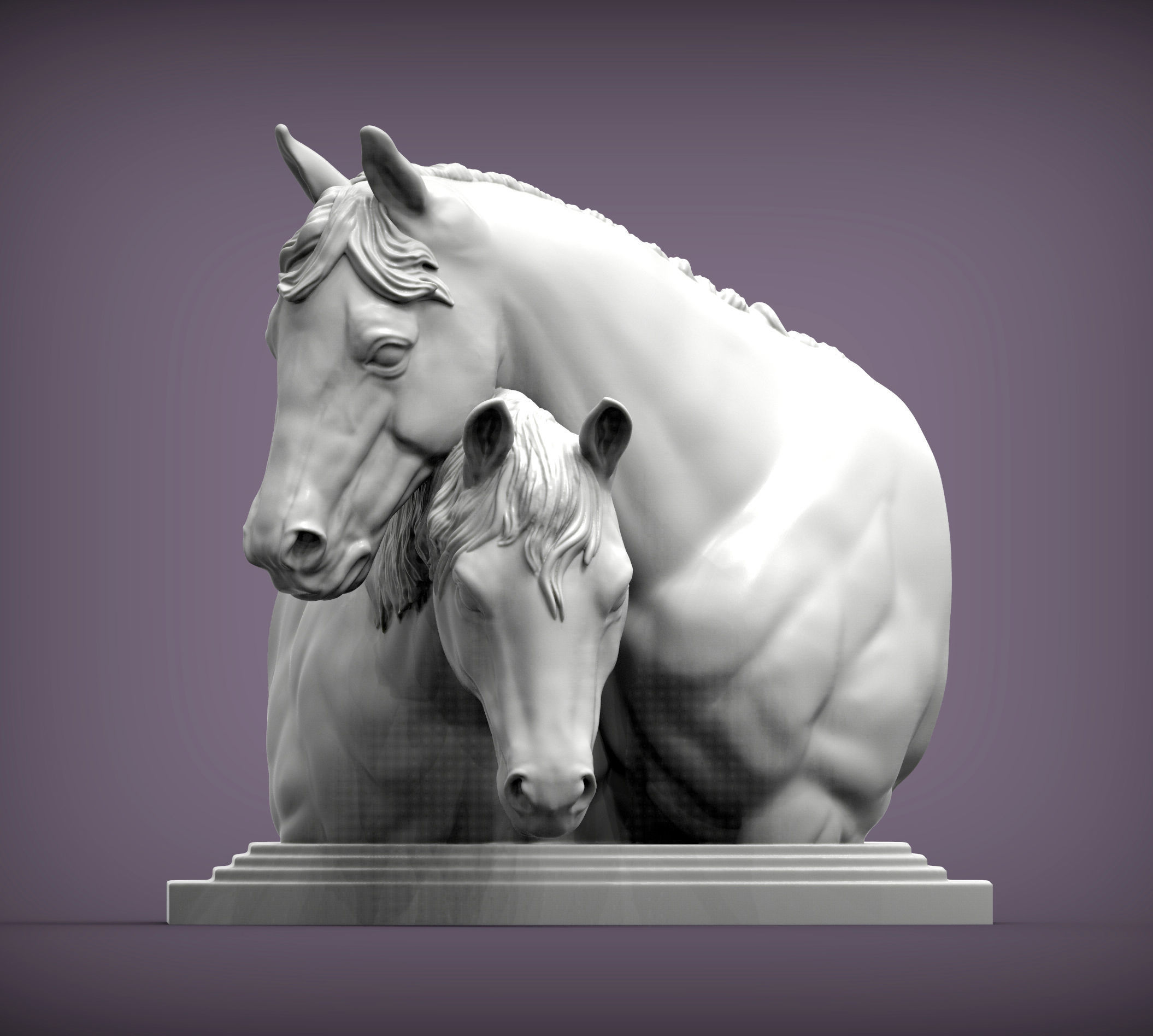 Love horses bust 3D print model_3