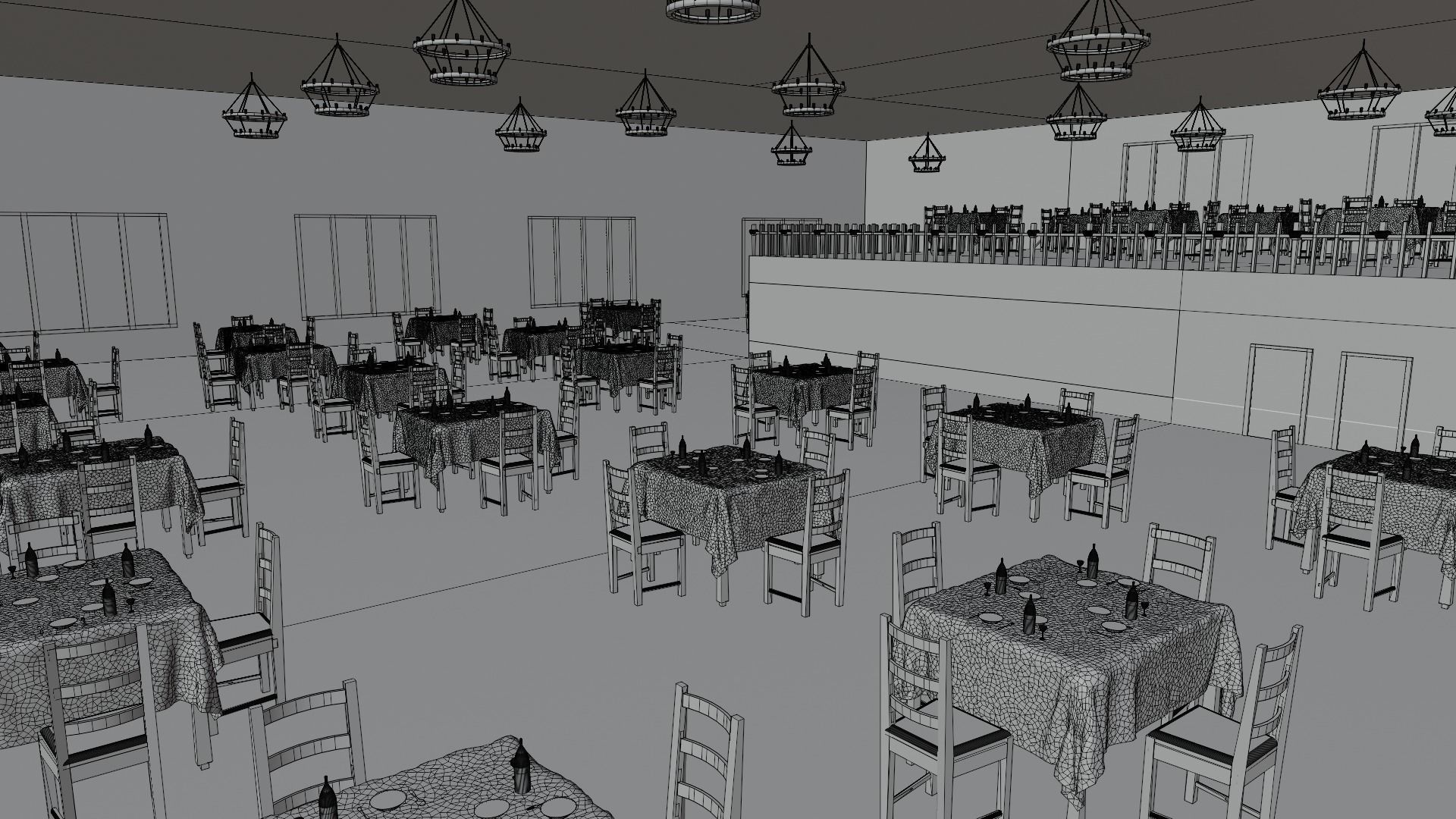 Restaurant  Low-poly 3D model_7