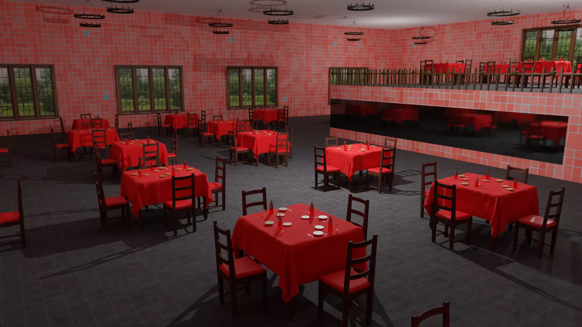 Restaurant  Low-poly 3D model_0