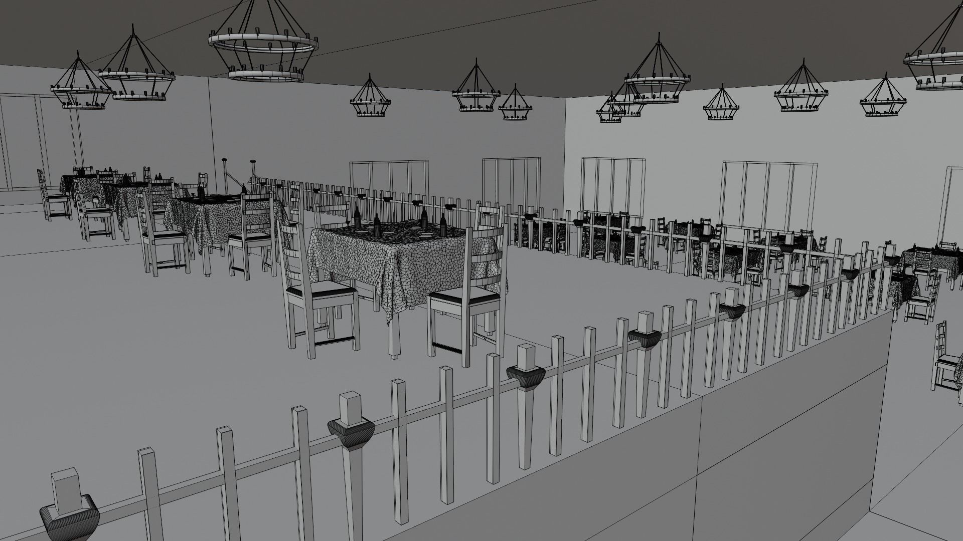 Restaurant  Low-poly 3D model_8