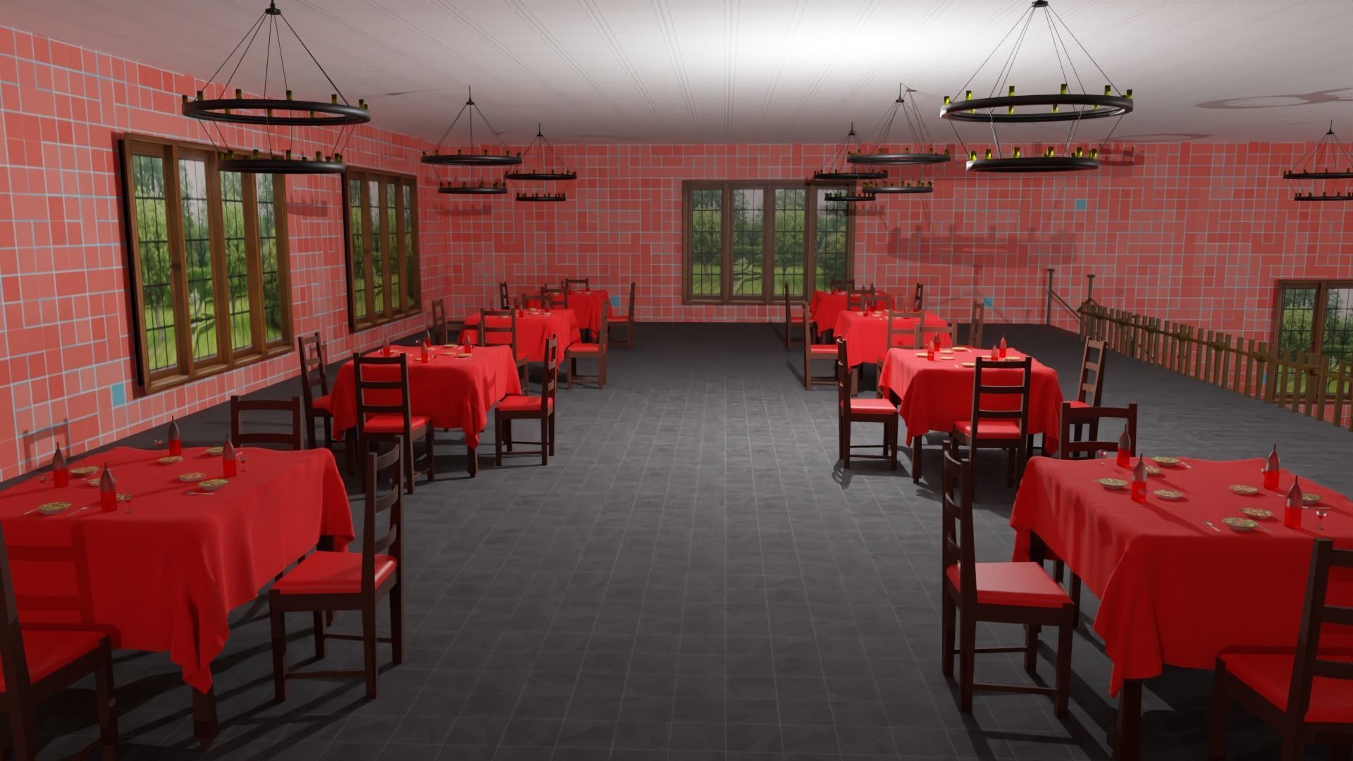 Restaurant  Low-poly 3D model_5