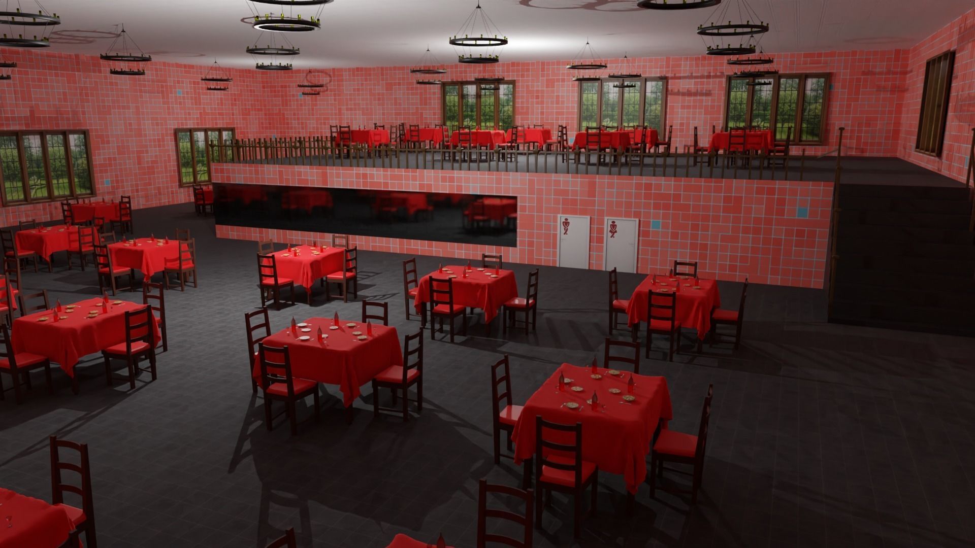 Restaurant  Low-poly 3D model_3