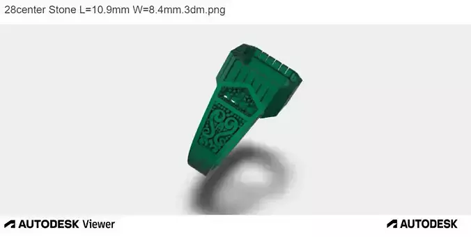 Exquisite Mens 3D Ring Model with Emerald-Cut Stone