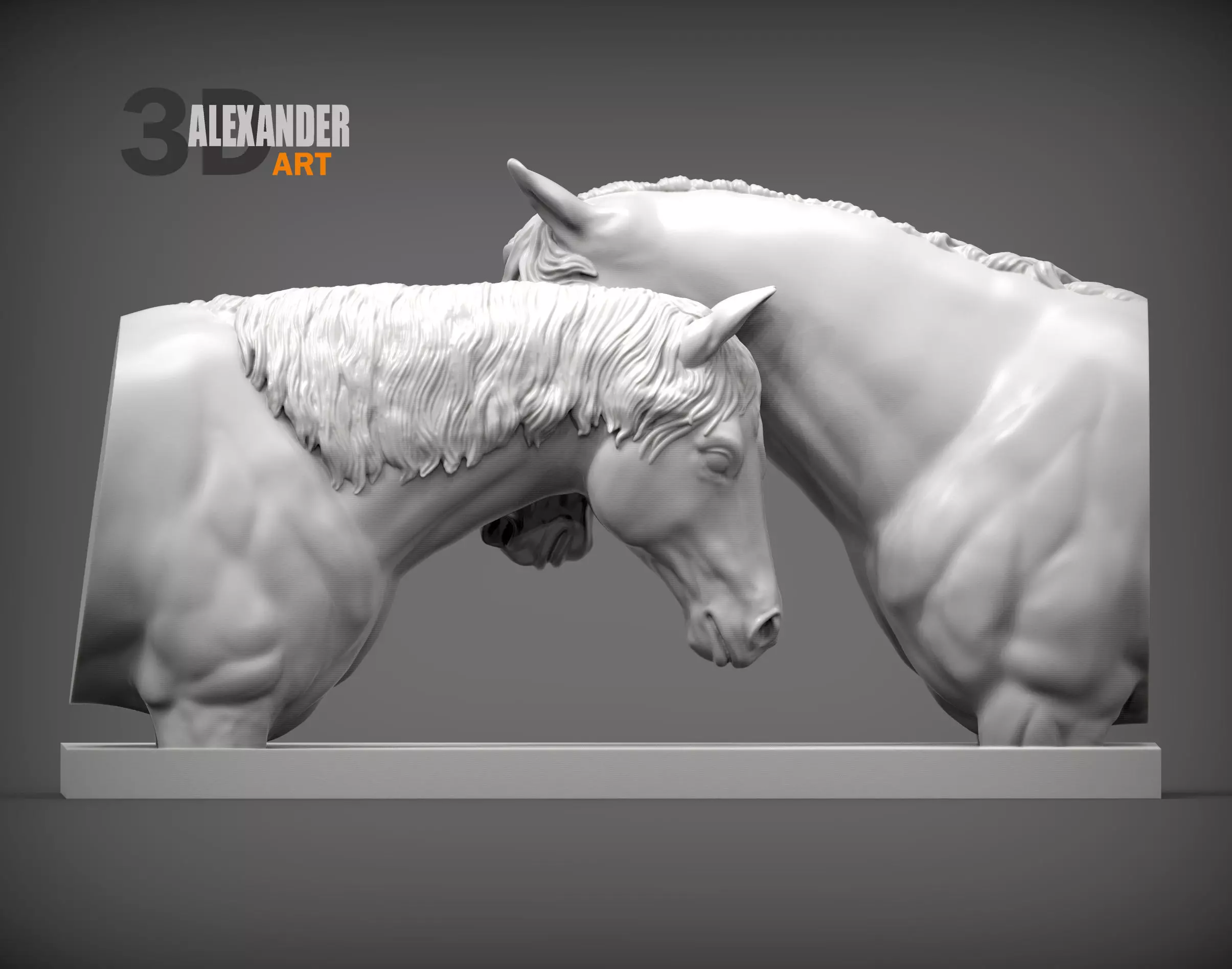 Love horses bust 3D print model 3D print model