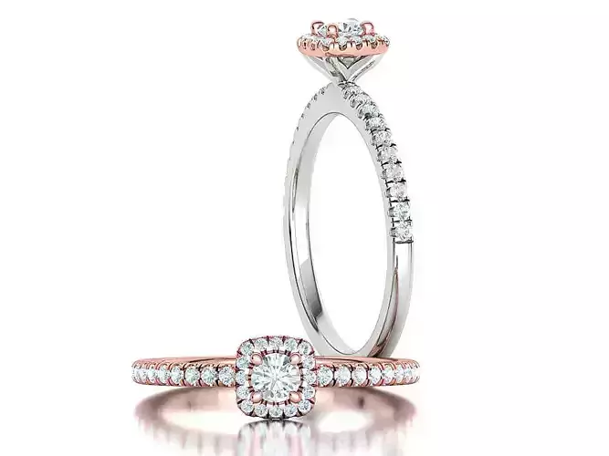 Halo Promise Ring Cushion Halo Engagement Ring 3dmodel  3D print model
