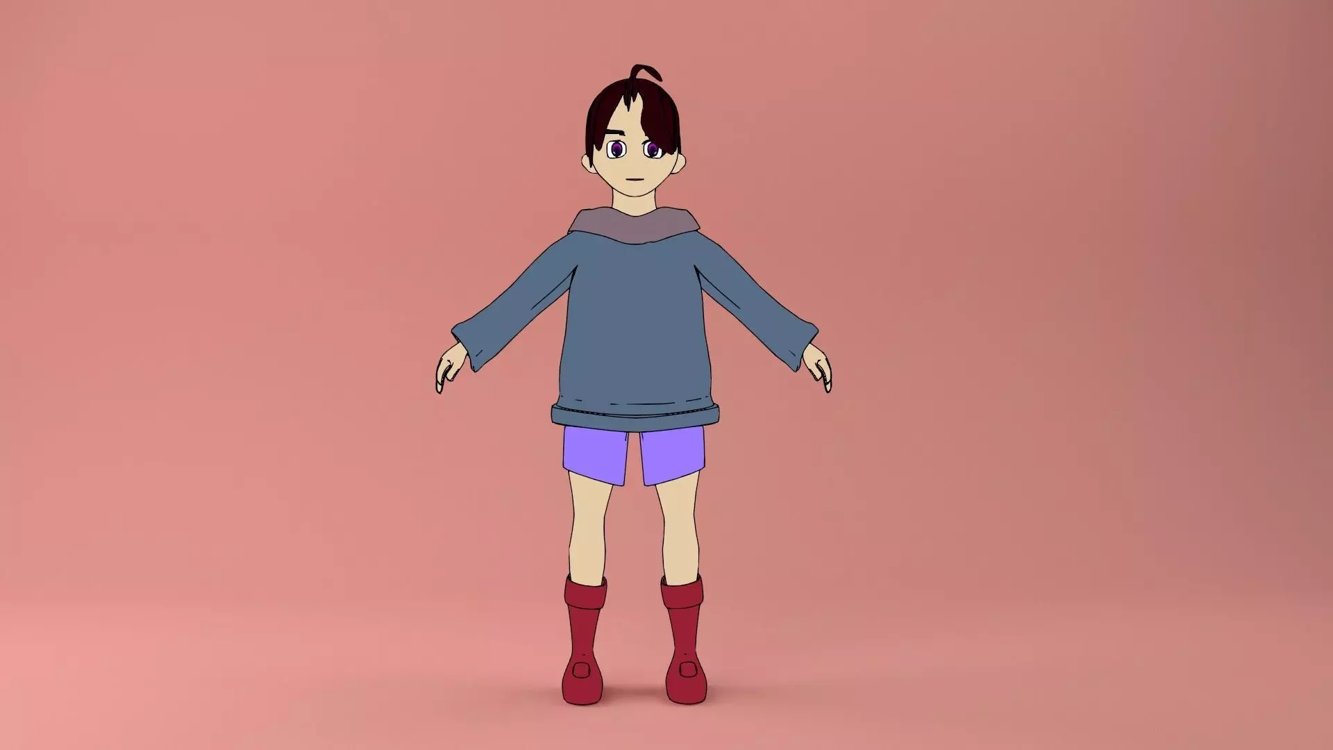anime girl for blender 3D model_0