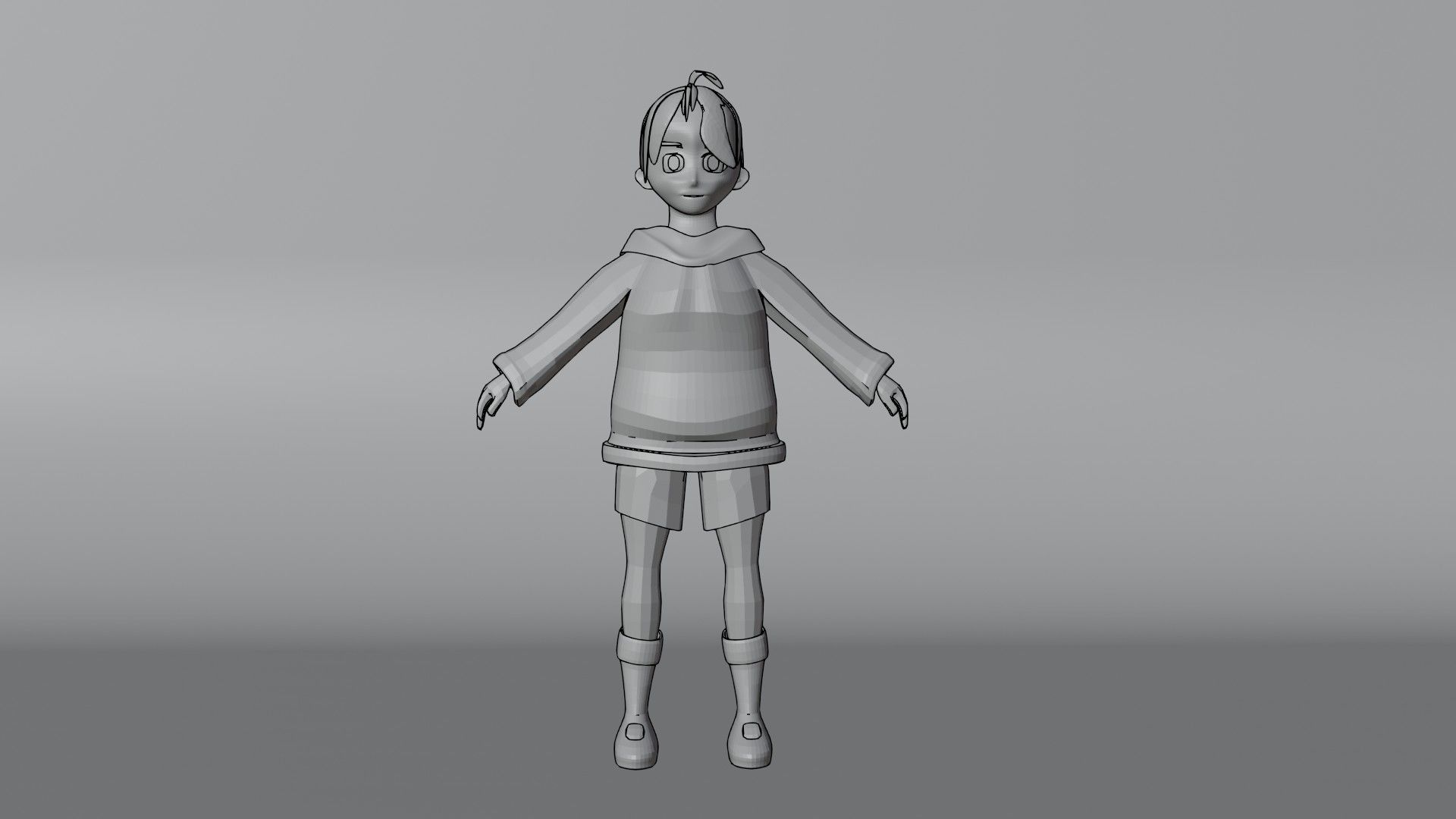 anime girl for blender 3D model_5