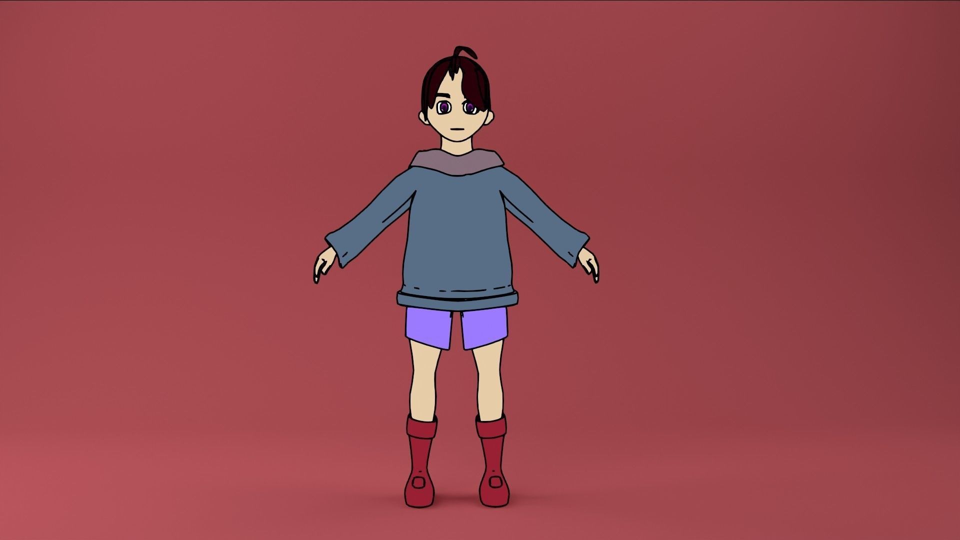 anime girl for blender 3D model_1