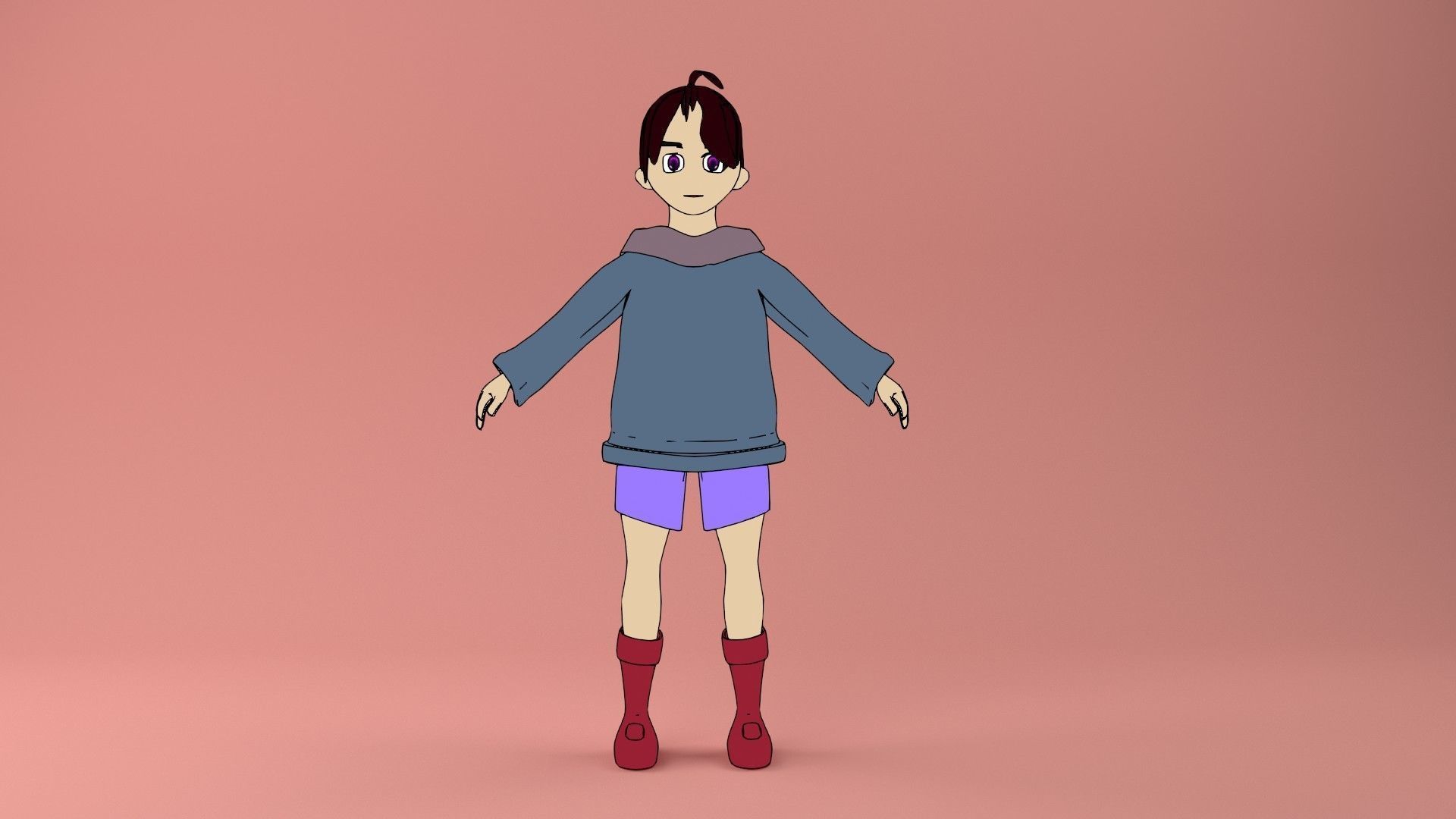 anime girl for blender 3D model_2