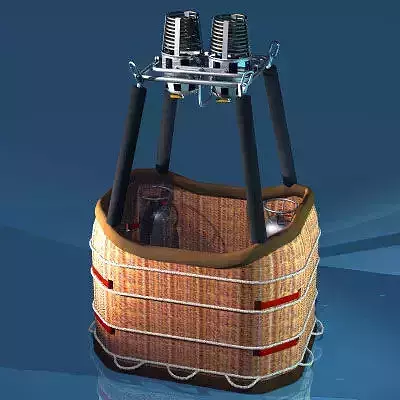 Balloon basket and gas tank 3D model
