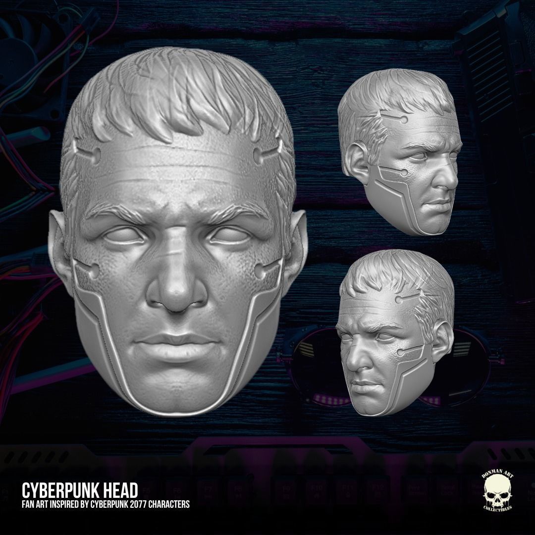Cyber Punk head 3D printable File For Action Figures 3D print model_15