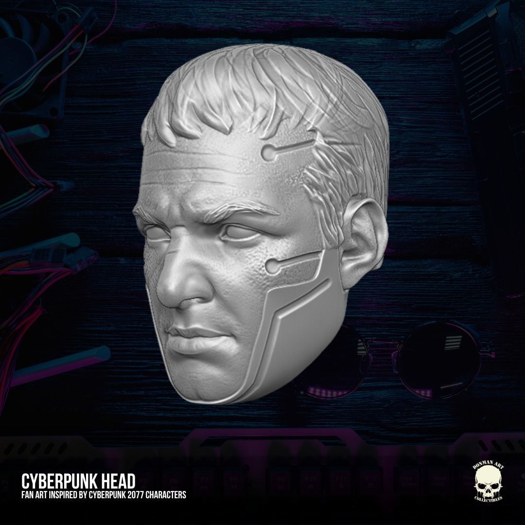 Cyber Punk head 3D printable File For Action Figures 3D print model_3