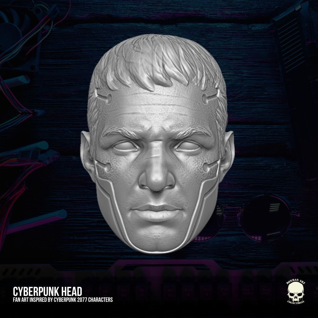 Cyber Punk head 3D printable File For Action Figures 3D print model_11