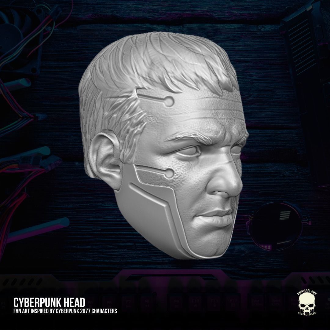 Cyber Punk head 3D printable File For Action Figures 3D print model_2