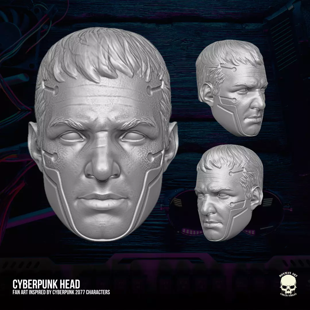 Cyber Punk head 3D printable File For Action Figures 3D print model_0