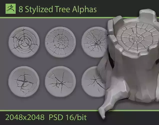Stylized Tree Alphas PSD for Zbrush 