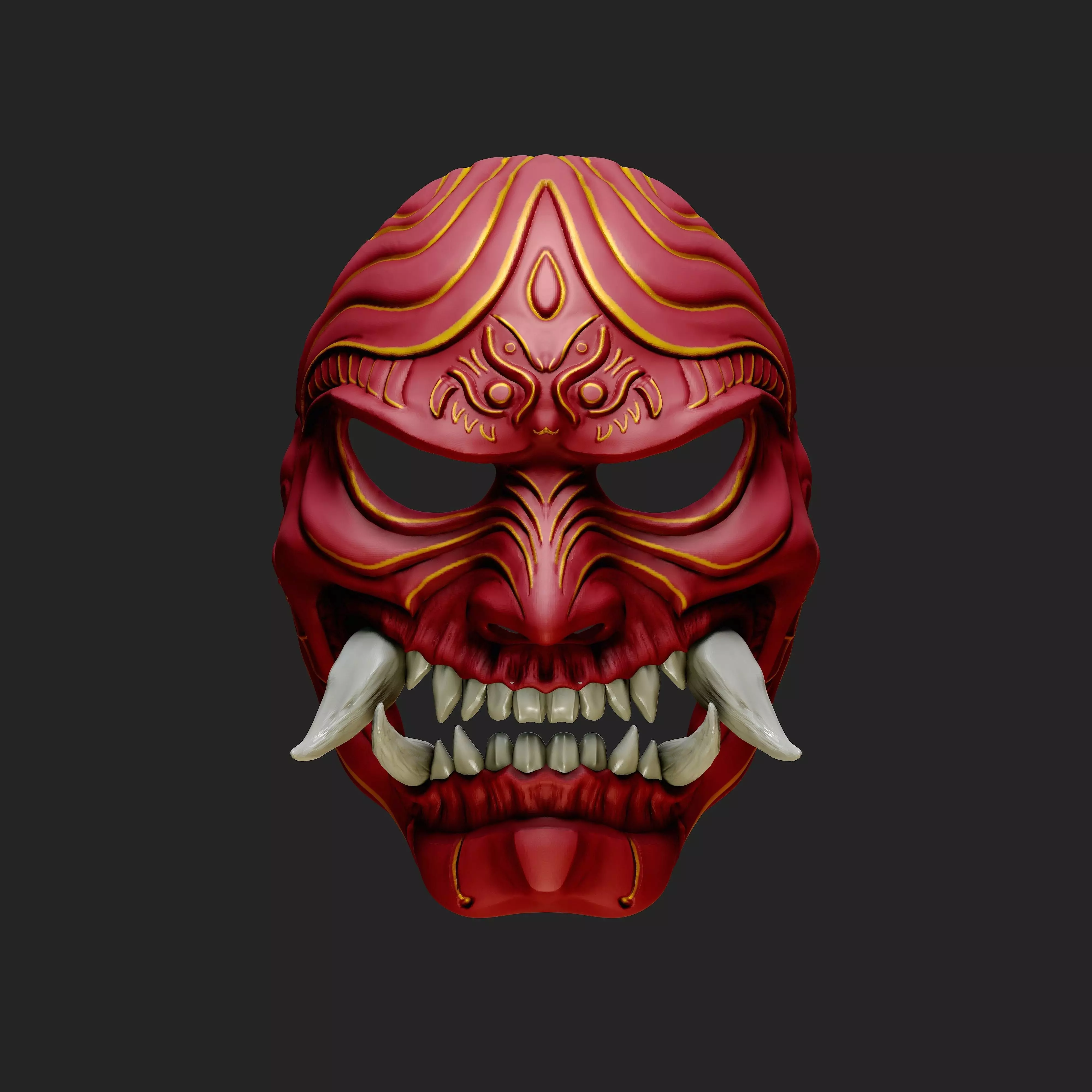 Wearable Oni Mask 14 Demon Full Face Fang 3D print model_0