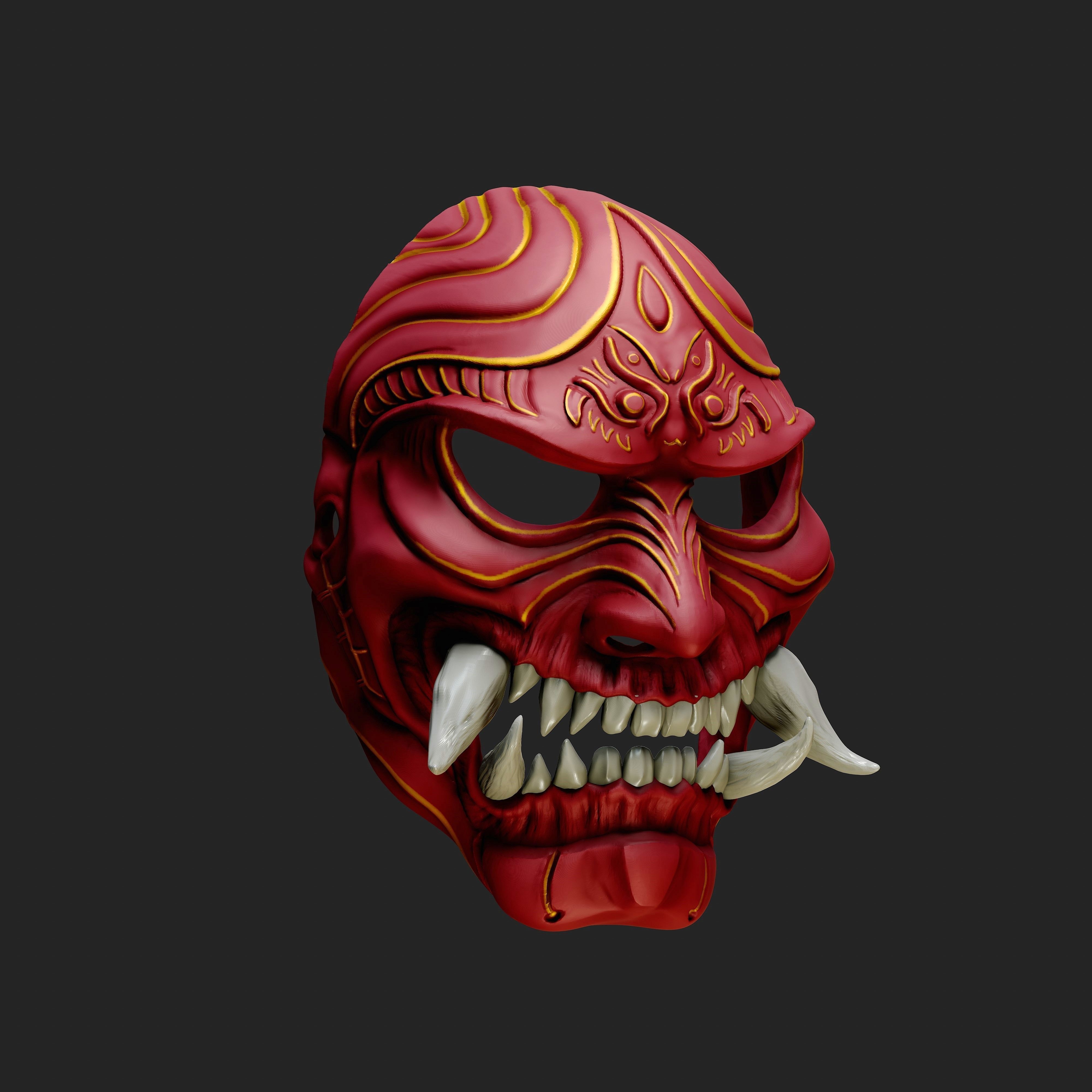 Wearable Oni Mask 14 Demon Full Face Fang 3D print model_1