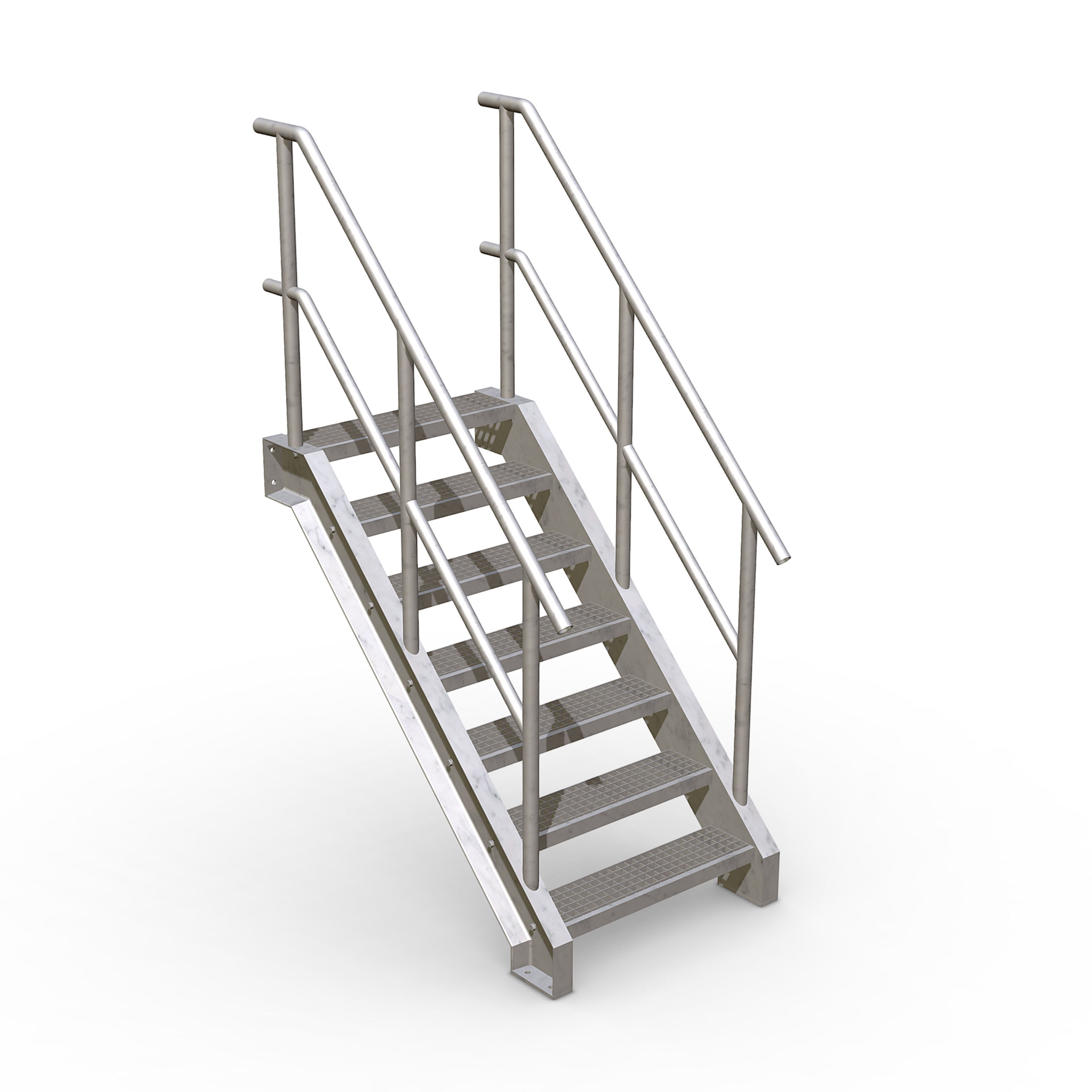 Grid stairs collection - handrail on both sides - 46 versions 3D model_3
