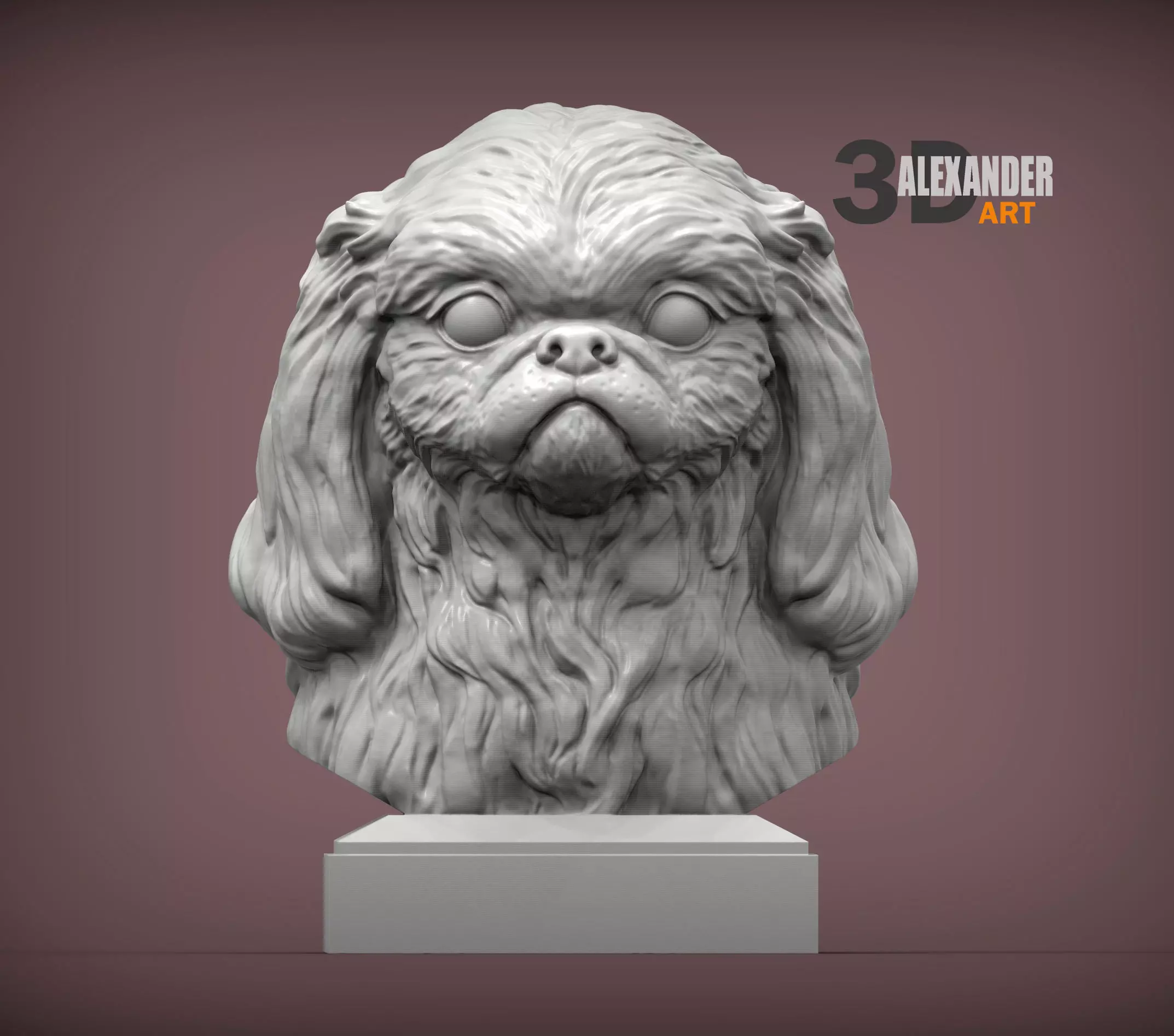 Pekingese bust 3D print model_0