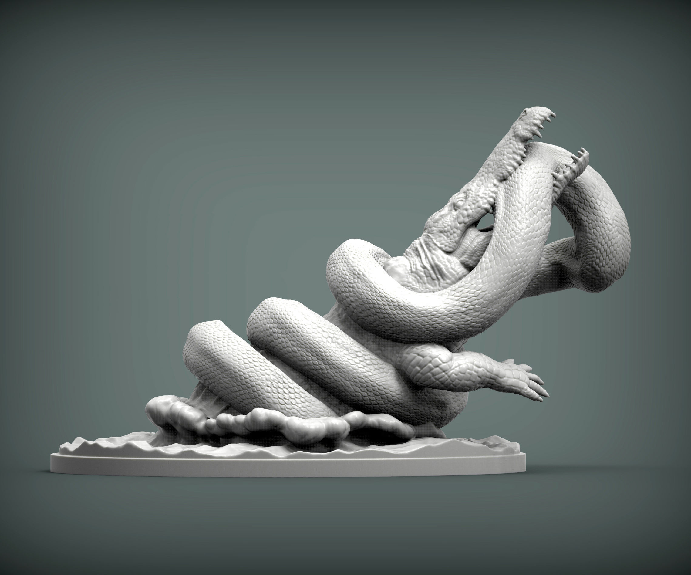 Orinoco crocodile with anaconda 3D print model_5