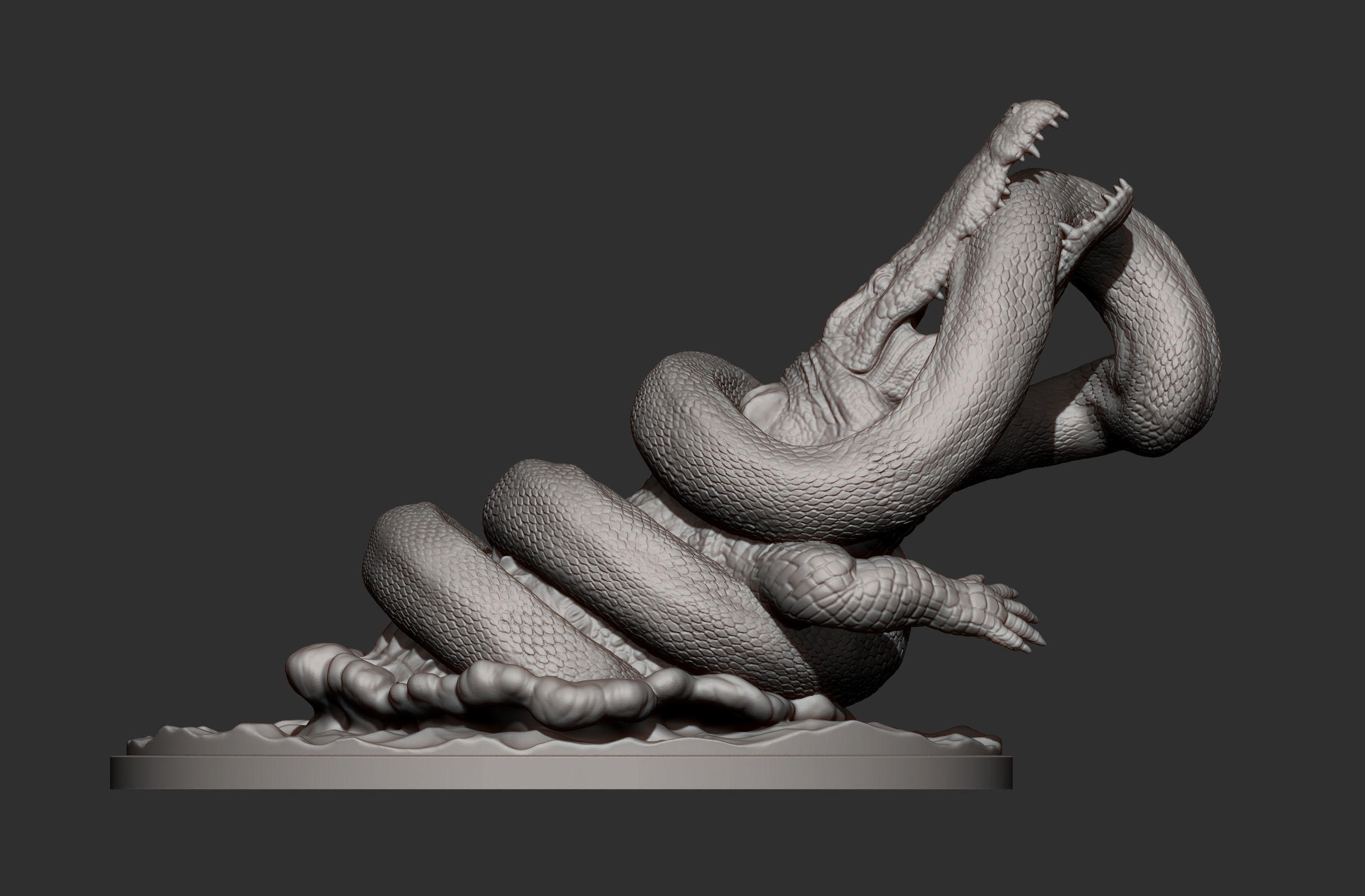 Orinoco crocodile with anaconda 3D print model_9